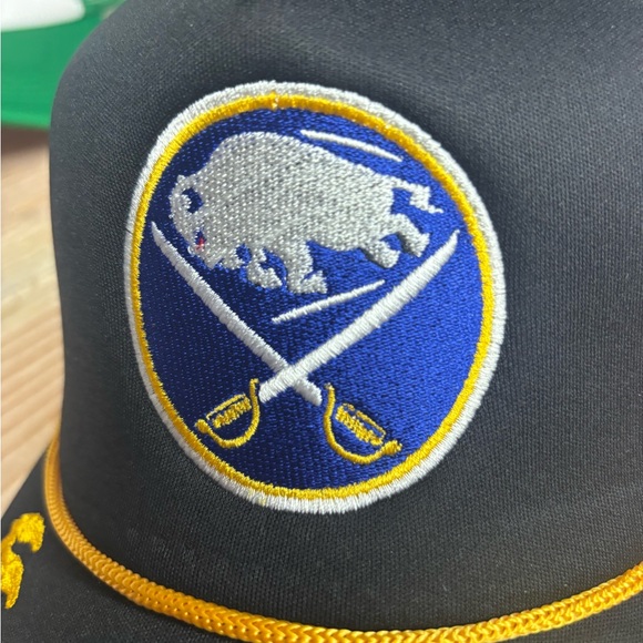 Black and Yellow Baseball Cap with Curved Brim and Decorative Elements - Picture 6 of 7